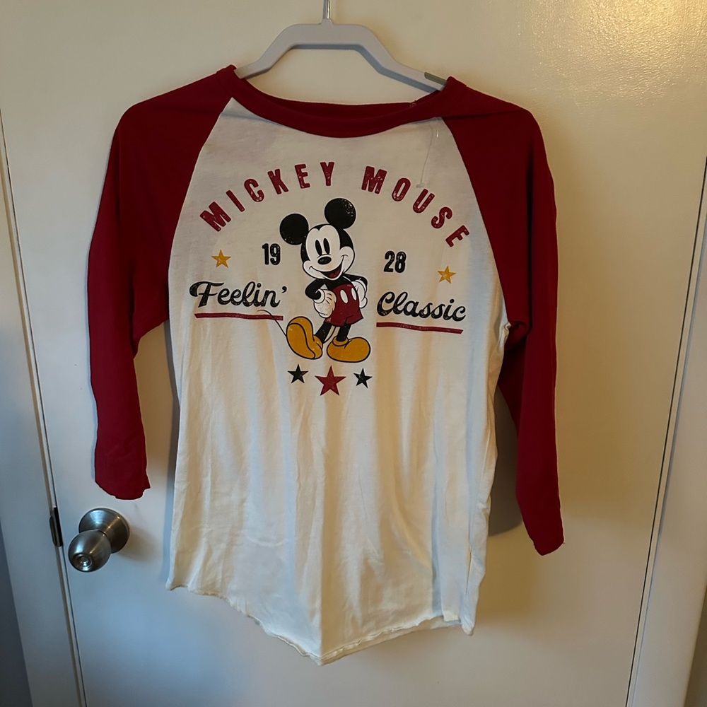 Disney Mickey Mouse Long Sleeve Tee - Red and White